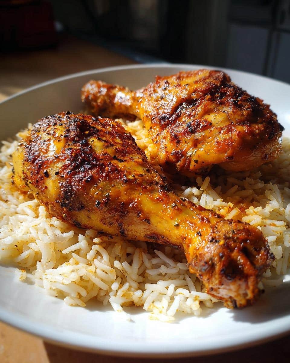 Crispy Baked Chicken Legs and Rice in Just 1 Pan