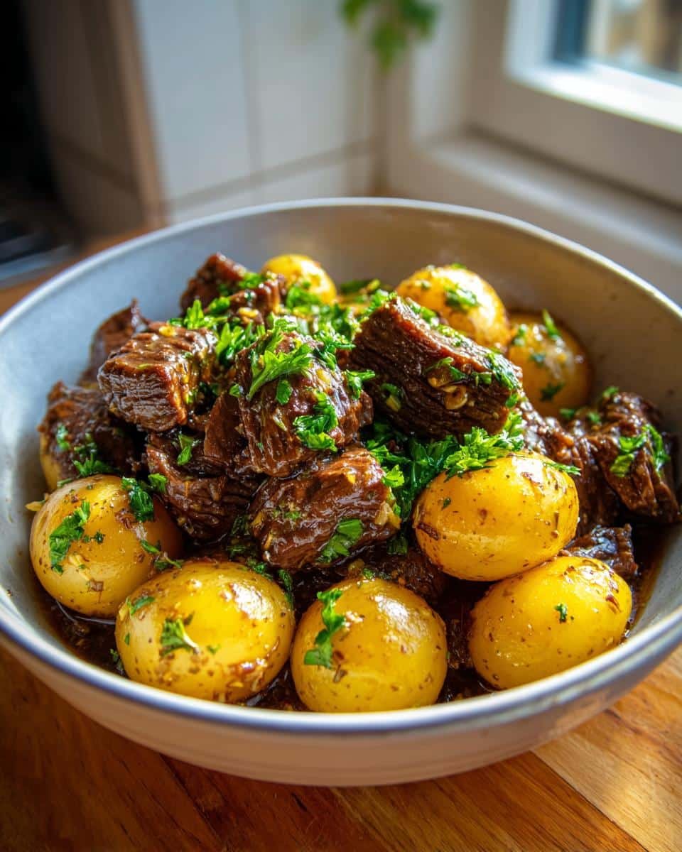 Slow Cooker Garlic Butter Beef Bites & Potatoes - detail 4
