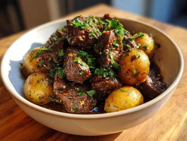 6-Hour Slow Cooker Garlic Butter Beef Bites & Potatoes Heaven 9 Slow Cooker Garlic Butter Beef Bites & Potatoes