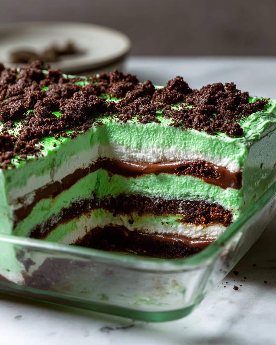 St. Patrick's Day Shamrock Lasagna Dessert - detail 2