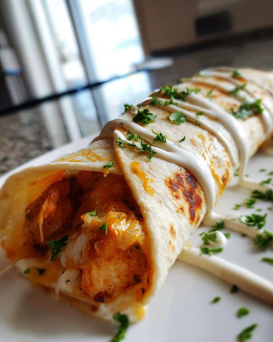 cheesy garlic chicken wraps dinner - detail 1
