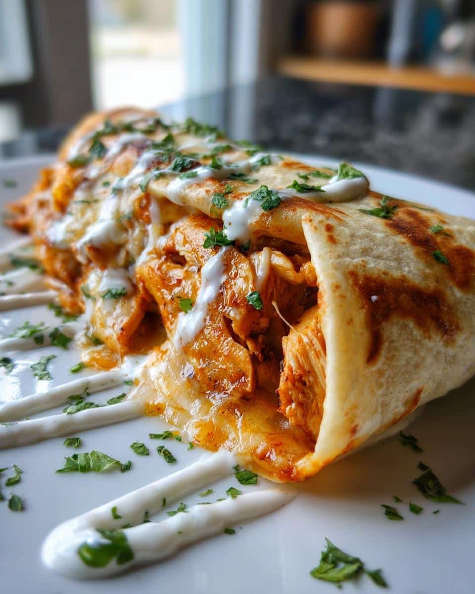 cheesy garlic chicken wraps dinner - detail 3