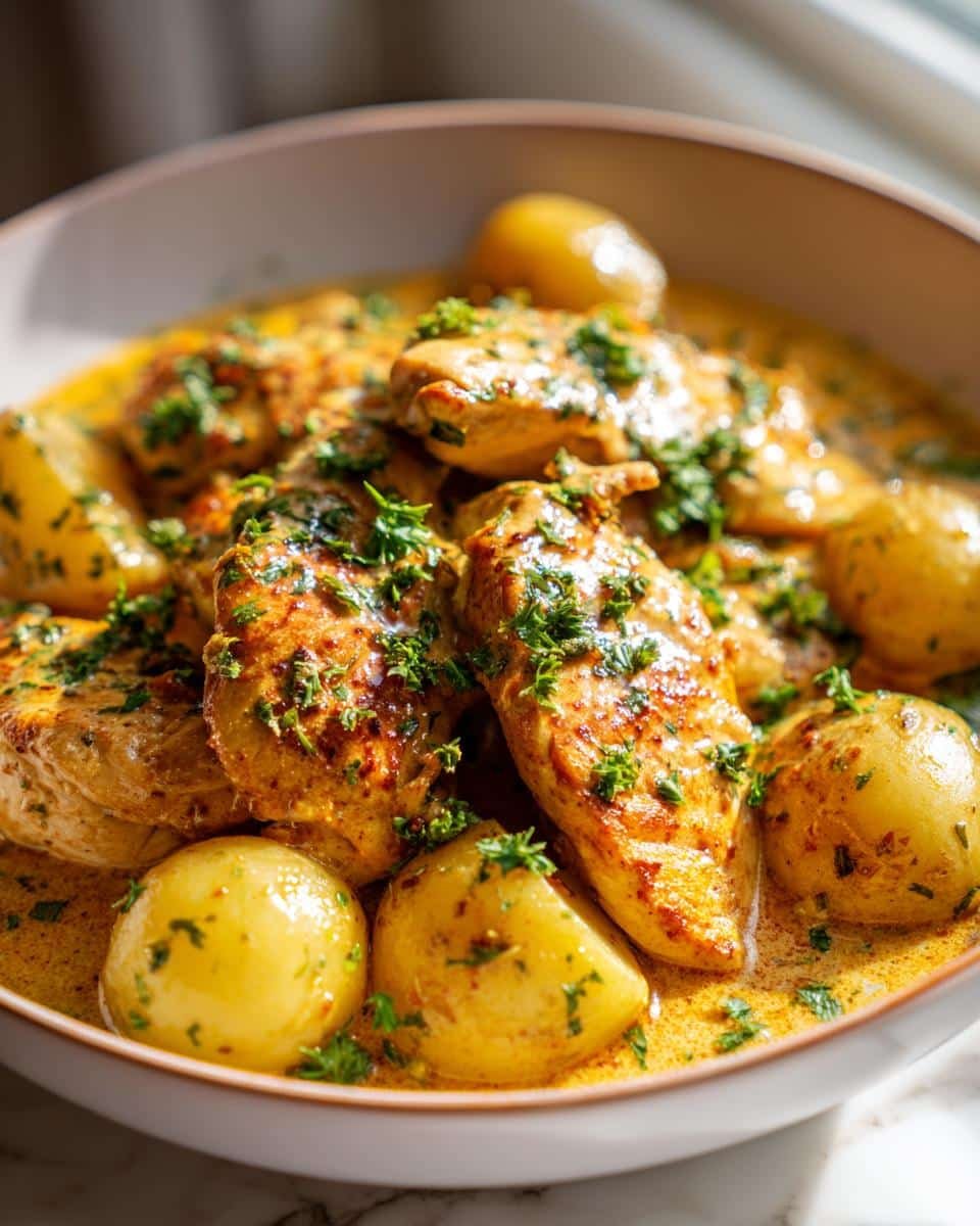 garlic parmesan crockpot chicken and potatoes - detail 2