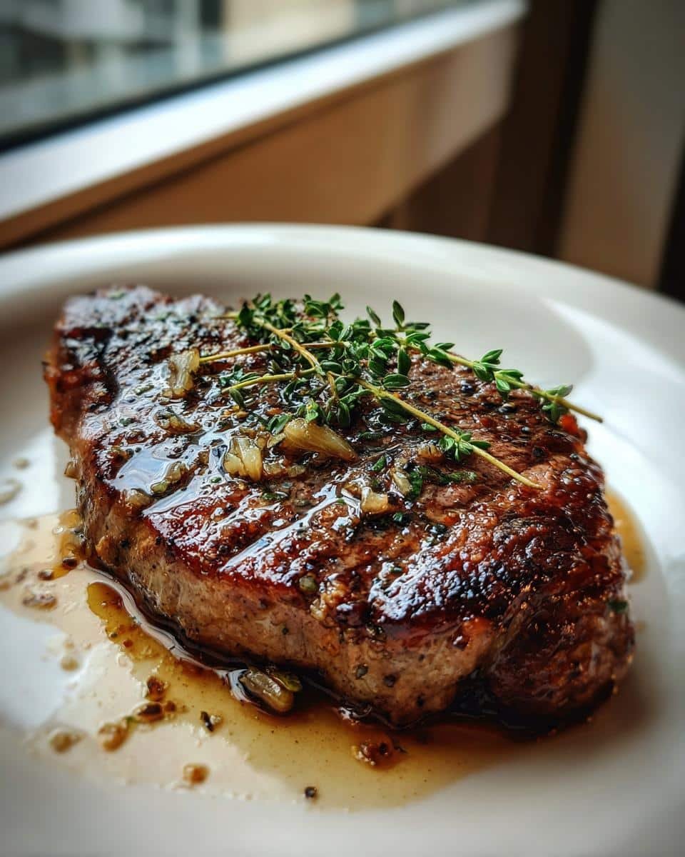 pan seared steak butter sauce dinner - detail 2