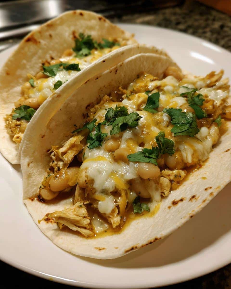 white chicken chili tacos dinner - detail 1