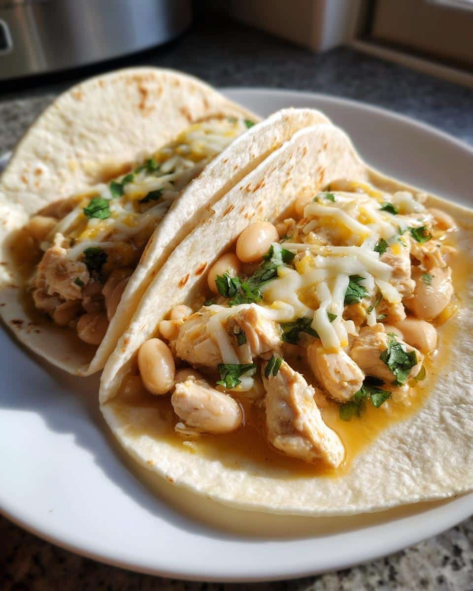 white chicken chili tacos dinner - detail 2