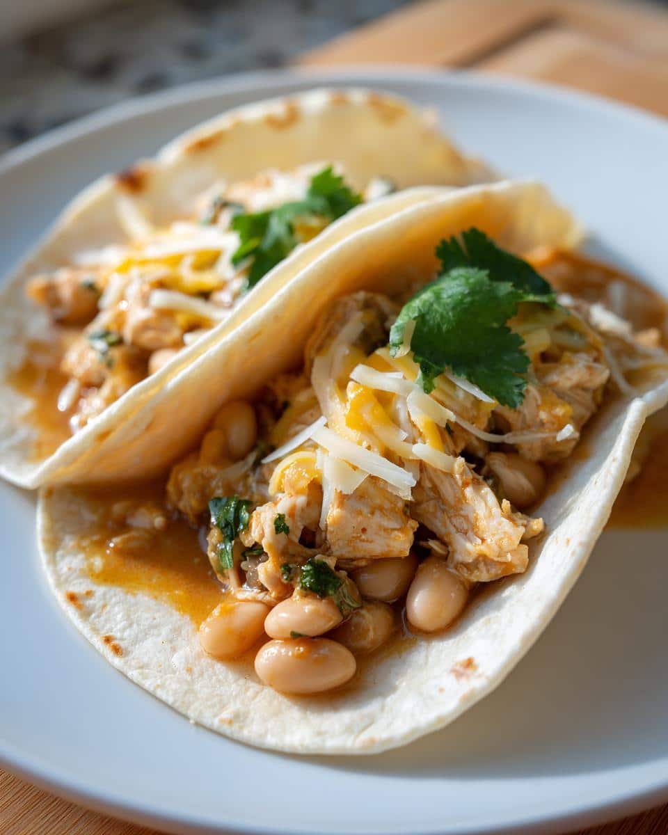 white chicken chili tacos dinner - detail 3