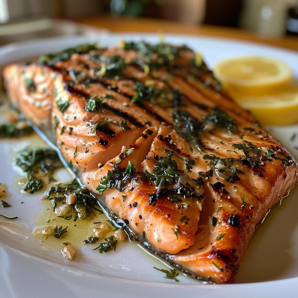 Grilled Salmon with Lemon Herb Butter Recipe: Perfectly Juicy & Flavorful